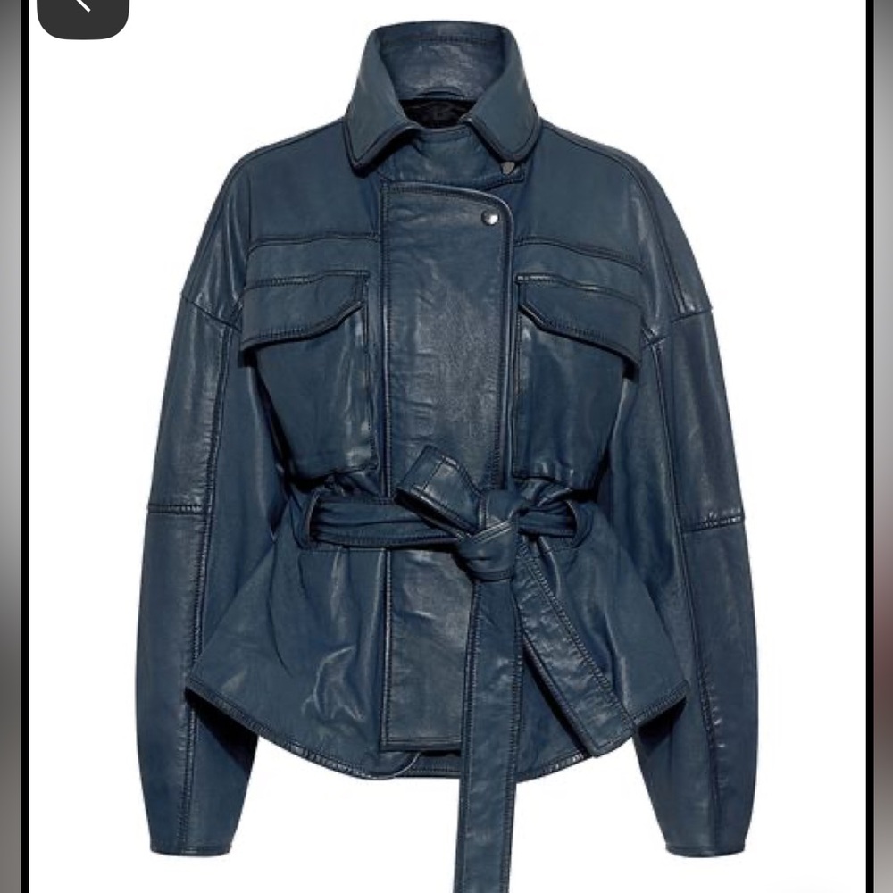 Marissa Webb Belted Leather Jacket